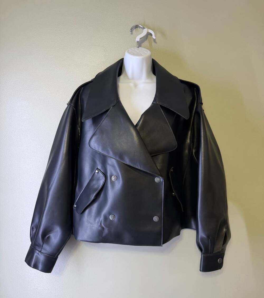 We The Free Jacket Size M Black Faux Leather